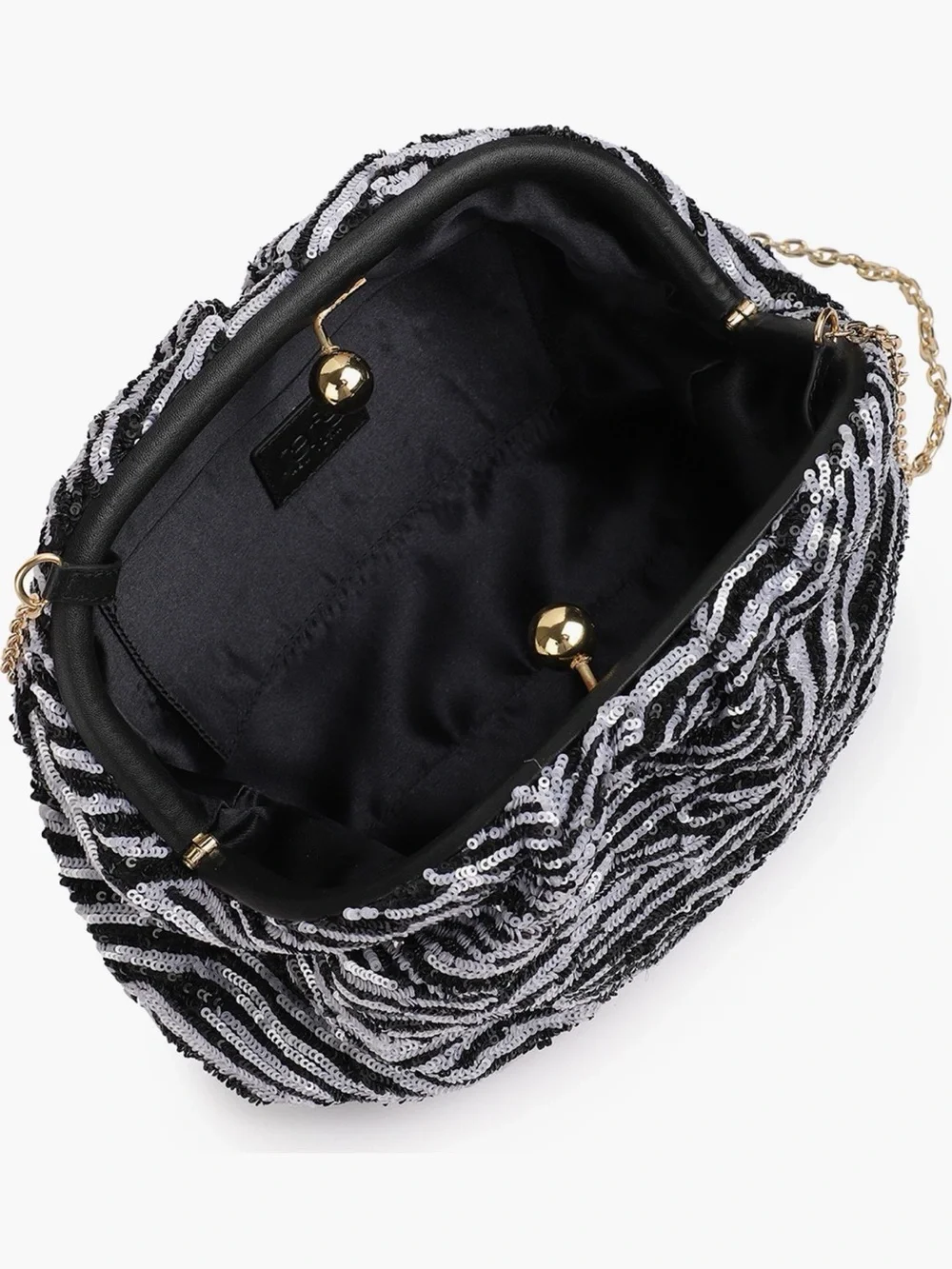 Rafe Zebra Sequin Aya Frame Clutch - Brand New
